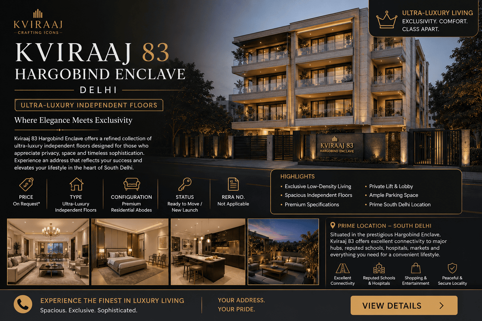 Kviraaj 83 Hargobind Enclave - Ultra Luxury Floors East Delhi